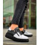KB-X155 Kuback Beyaz Cilt Siyah Cilt Detaylı Siyah Yüksek Taban Günlük Spor Ayakkabı