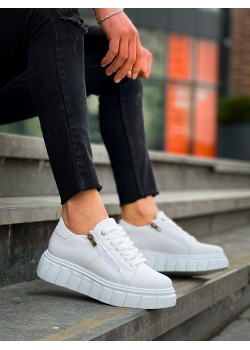 KB-X155 Kuback Beyaz Cilt Detaylı Beyaz Yüksek Taban Günlük Spor Ayakkabı