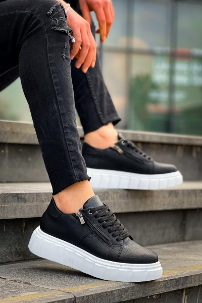 KB-X155 Kuback Siyah Cilt Detaylı Beyaz Yüksek Taban Günlük Spor Ayakkabı KB-X155 Kuback Siyah Cilt Detaylı Beyaz Yüksek Taban Günlük Spor Ayakkabı