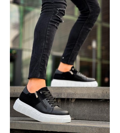 KB-X155 Kuback Siyah Cilt Siyah Süet Detaylı Beyaz Yüksek Taban Günlük Spor Ayakkabı KB-X155 Kuback Siyah Cilt Siyah Süet Detaylı Beyaz Yüksek Taban Günlük Spor Ayakkabı