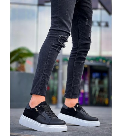 KB-X155 Kuback Siyah Cilt Siyah Süet Detaylı Beyaz Yüksek Taban Günlük Spor Ayakkabı KB-X155 Kuback Siyah Cilt Siyah Süet Detaylı Beyaz Yüksek Taban Günlük Spor Ayakkabı