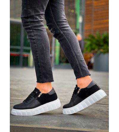 KB-X155 Kuback Siyah Cilt Siyah Süet Detaylı Beyaz Yüksek Taban Günlük Spor Ayakkabı KB-X155 Kuback Siyah Cilt Siyah Süet Detaylı Beyaz Yüksek Taban Günlük Spor Ayakkabı