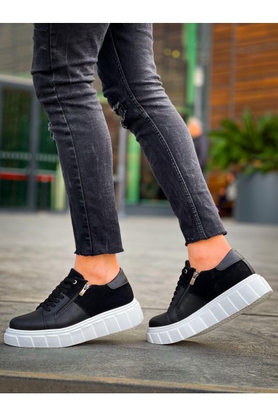 KB-X155 Kuback Siyah Cilt Siyah Süet Detaylı Beyaz Yüksek Taban Günlük Spor Ayakkabı KB-X155 Kuback Siyah Cilt Siyah Süet Detaylı Beyaz Yüksek Taban Günlük Spor Ayakkabı