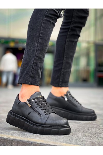 KB-X155 Kuback Siyah Cilt Detaylı Siyah Yüksek Taban Günlük Spor Ayakkabı KB-X155 Kuback Siyah Cilt Detaylı Siyah Yüksek Taban Günlük Spor Ayakkabı