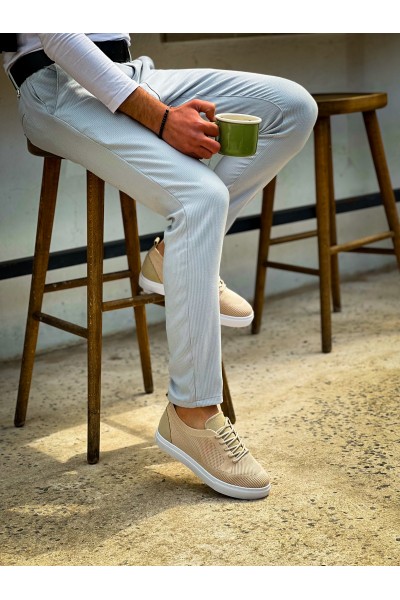 KB-101 Kuback Bej Triko Bağcıklı Günlük Erkek Ayakkabı