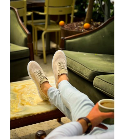 KB-101 Kuback Bej Triko Bağcıklı Günlük Erkek Ayakkabı