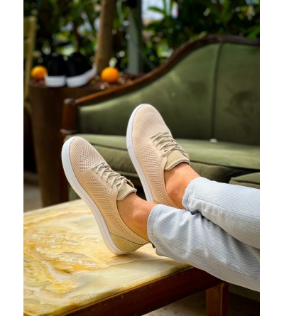 KB-101 Kuback Bej Triko Bağcıklı Günlük Erkek Ayakkabı