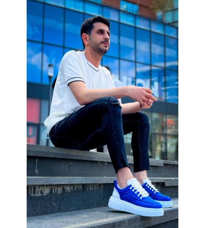 KB-X10 Kuback Sax Süet Beyaz Yüksek Taban Günlük Spor Ayakkabı