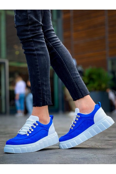 KB-X10 Kuback Sax Süet Beyaz Yüksek Taban Günlük Spor Ayakkabı