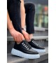 KB-X10 Kuback Siyah Cilt  Beyaz Yüksek Taban Günlük Spor Ayakkabı