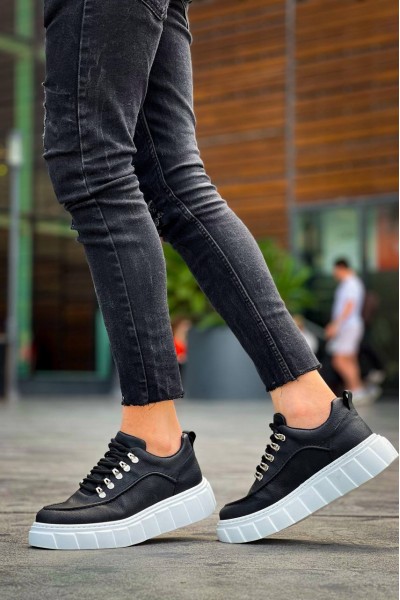 KB-X10 Kuback Siyah Cilt Beyaz Yüksek Taban Günlük Spor Ayakkabı KB-X10 Kuback Siyah Cilt Beyaz Yüksek Taban Günlük Spor Ayakkabı