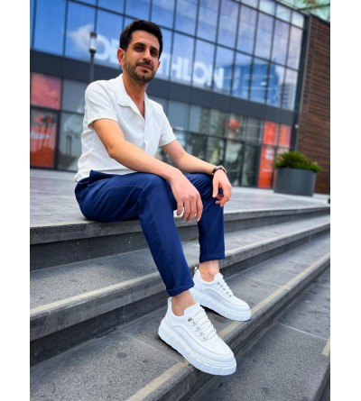 KB-X10 Kuback Beyaz Cilt  Beyaz Yüksek Taban Günlük Spor Ayakkabı