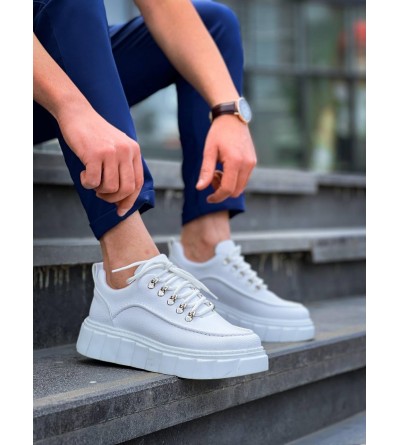 KB-X10 Kuback Beyaz Cilt  Beyaz Yüksek Taban Günlük Spor Ayakkabı