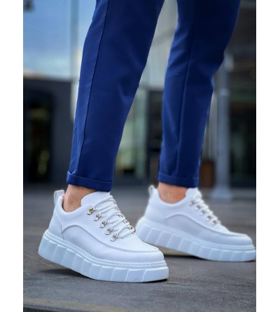 KB-X10 Kuback Beyaz Cilt  Beyaz Yüksek Taban Günlük Spor Ayakkabı