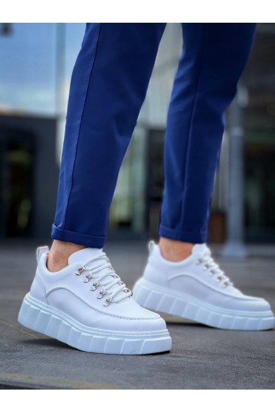 KB-X10 Kuback Beyaz Cilt  Beyaz Yüksek Taban Günlük Spor Ayakkabı