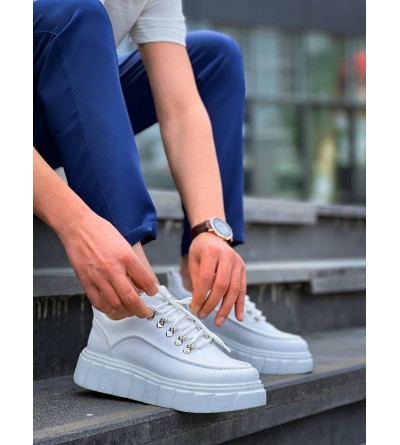 KB-X10 Kuback Beyaz Cilt  Beyaz Yüksek Taban Günlük Spor Ayakkabı