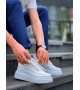 KB-X10 Kuback Beyaz Cilt  Beyaz Yüksek Taban Günlük Spor Ayakkabı