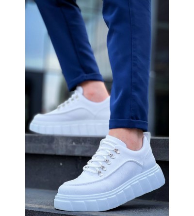 KB-X10 Kuback Beyaz Cilt  Beyaz Yüksek Taban Günlük Spor Ayakkabı