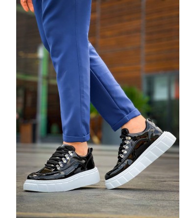 KB-X10 Kuback Siyah Rugan Beyaz Yüksek Taban Günlük Spor Ayakkabı