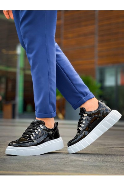 KB-X10 Kuback Siyah Rugan Beyaz Yüksek Taban Günlük Spor Ayakkabı