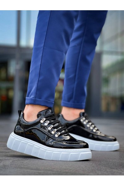 KB-X10 Kuback Siyah Rugan Beyaz Yüksek Taban Günlük Spor Ayakkabı