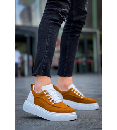 KB-X10 Kuback Taba Süet Beyaz Yüksek Taban Günlük Spor Ayakkabı