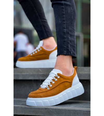 KB-X10 Kuback Taba Süet Beyaz Yüksek Taban Günlük Spor Ayakkabı