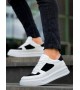 KB-X8 Kuback Beyaz Siyah Cilt Yüksek Taban Günlük Spor Ayakkabı
