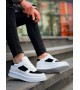KB-X8 Kuback Beyaz Siyah Cilt Yüksek Taban Günlük Spor Ayakkabı