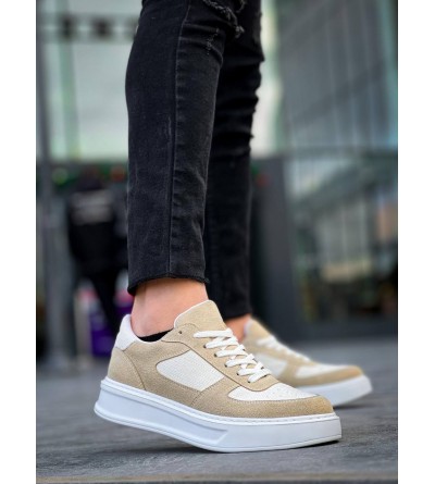 KB-X8 Kuback Bej Keten Süet Yüksek Taban Günlük Spor Ayakkabı