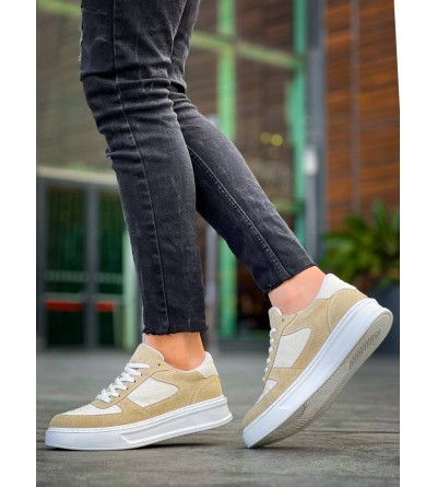 KB-X8 Kuback Bej Keten Süet Yüksek Taban Günlük Spor Ayakkabı