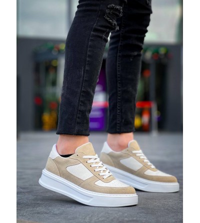 KB-X8 Kuback Bej Keten Süet Yüksek Taban Günlük Spor Ayakkabı