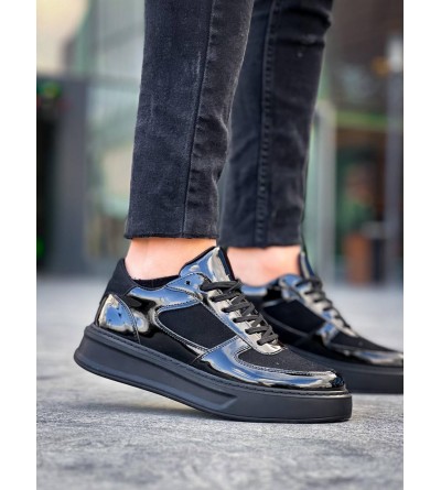 KB-X8 Kuback Siyah Rugan Yüksek Siyah Taban Günlük Spor Ayakkabı