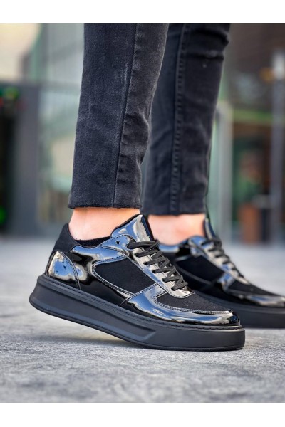 KB-X8 Kuback Siyah Rugan Yüksek Siyah Taban Günlük Spor Ayakkabı