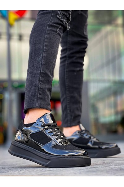 KB-X8 Kuback Siyah Rugan Yüksek Siyah Taban Günlük Spor Ayakkabı