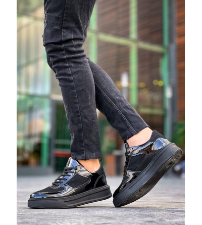 KB-X8 Kuback Siyah Rugan Yüksek Siyah Taban Günlük Spor Ayakkabı