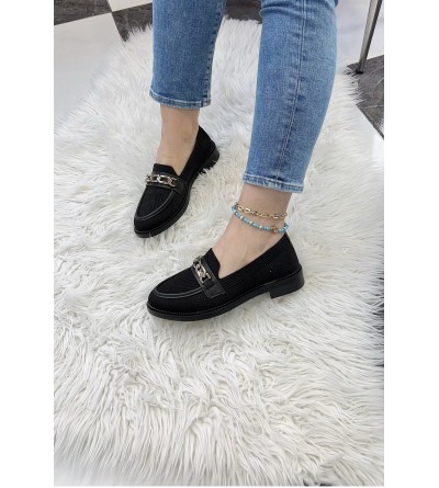 KB-021 Kuback Siyah Triko Siyah Taban U Toka  Günlük Kadın Ayakkabı