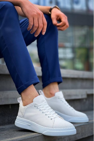 KB-X204 Kuback Beyaz Keten Beyaz Yüksek Taban Günlük Erkek Spor Ayakkabı