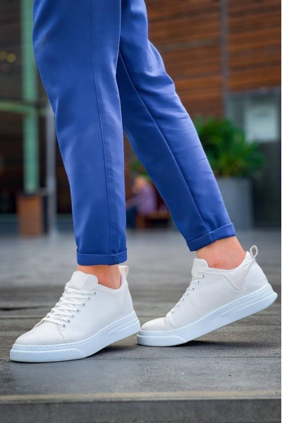 KB-X204 Kuback Beyaz Keten Beyaz Yüksek Taban Günlük Erkek Spor Ayakkabı