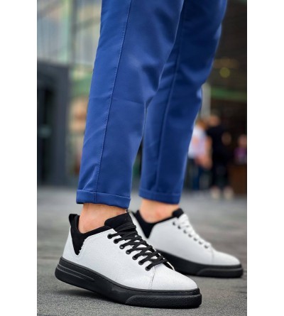 KB-X204 Kuback Beyaz Siyah Keten Siyah Yüksek Taban Günlük Erkek Spor Ayakkabı