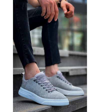 KB-X204 Kuback Gri Keten Beyaz Yüksek Taban Günlük Erkek Spor Ayakkabı