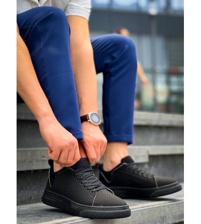 KB-X204 Kuback Siyah Keten Siyah Yüksek Taban Günlük Erkek Spor Ayakkabı