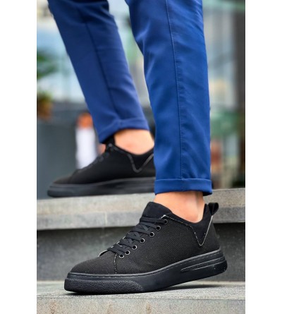 KB-X204 Kuback Siyah Keten Siyah Yüksek Taban Günlük Erkek Spor Ayakkabı