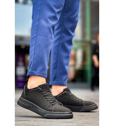 KB-X204 Kuback Siyah Keten Siyah Yüksek Taban Günlük Erkek Spor Ayakkabı