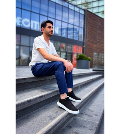 KB-X204 Kuback Siyah Keten Beyaz Yüksek Taban Günlük Erkek Spor Ayakkabı