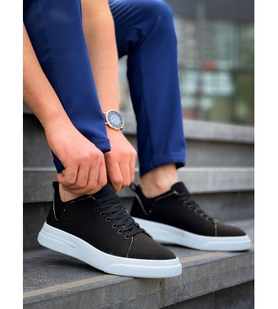 KB-X204 Kuback Siyah Keten Beyaz Yüksek Taban Günlük Erkek Spor Ayakkabı