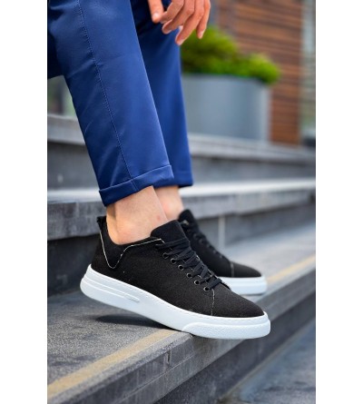 KB-X204 Kuback Siyah Keten Beyaz Yüksek Taban Günlük Erkek Spor Ayakkabı