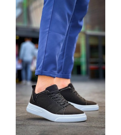 KB-X204 Kuback Siyah Keten Beyaz Yüksek Taban Günlük Erkek Spor Ayakkabı