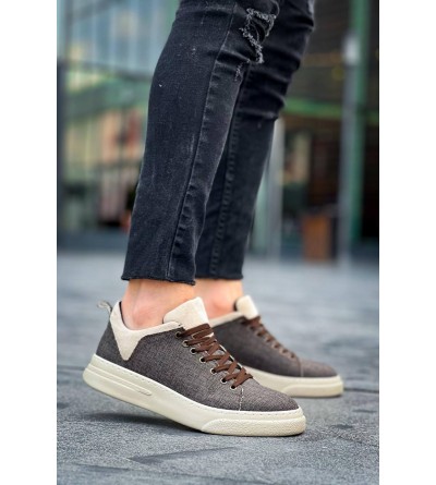 KB-X204 Kuback Taba Bej Keten Bej Yüksek Taban Günlük Erkek Spor Ayakkabı