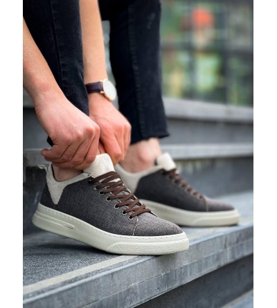 KB-X204 Kuback Taba Bej Keten Bej Yüksek Taban Günlük Erkek Spor Ayakkabı